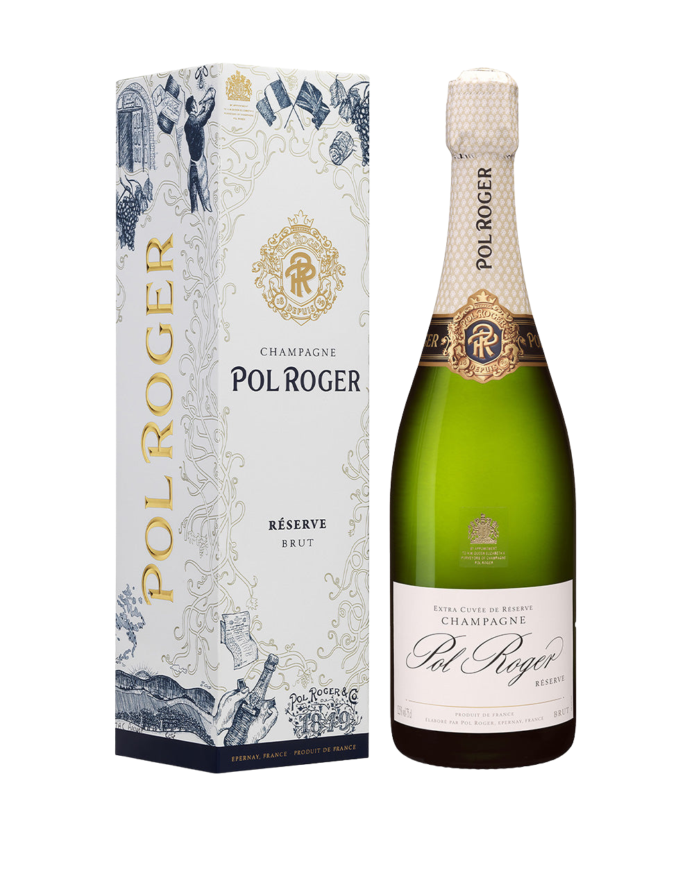 CHAMPAGNE POL ROGER BRUT RÉSERVE NV "WHITE FOIL" WITH GIFT BOX