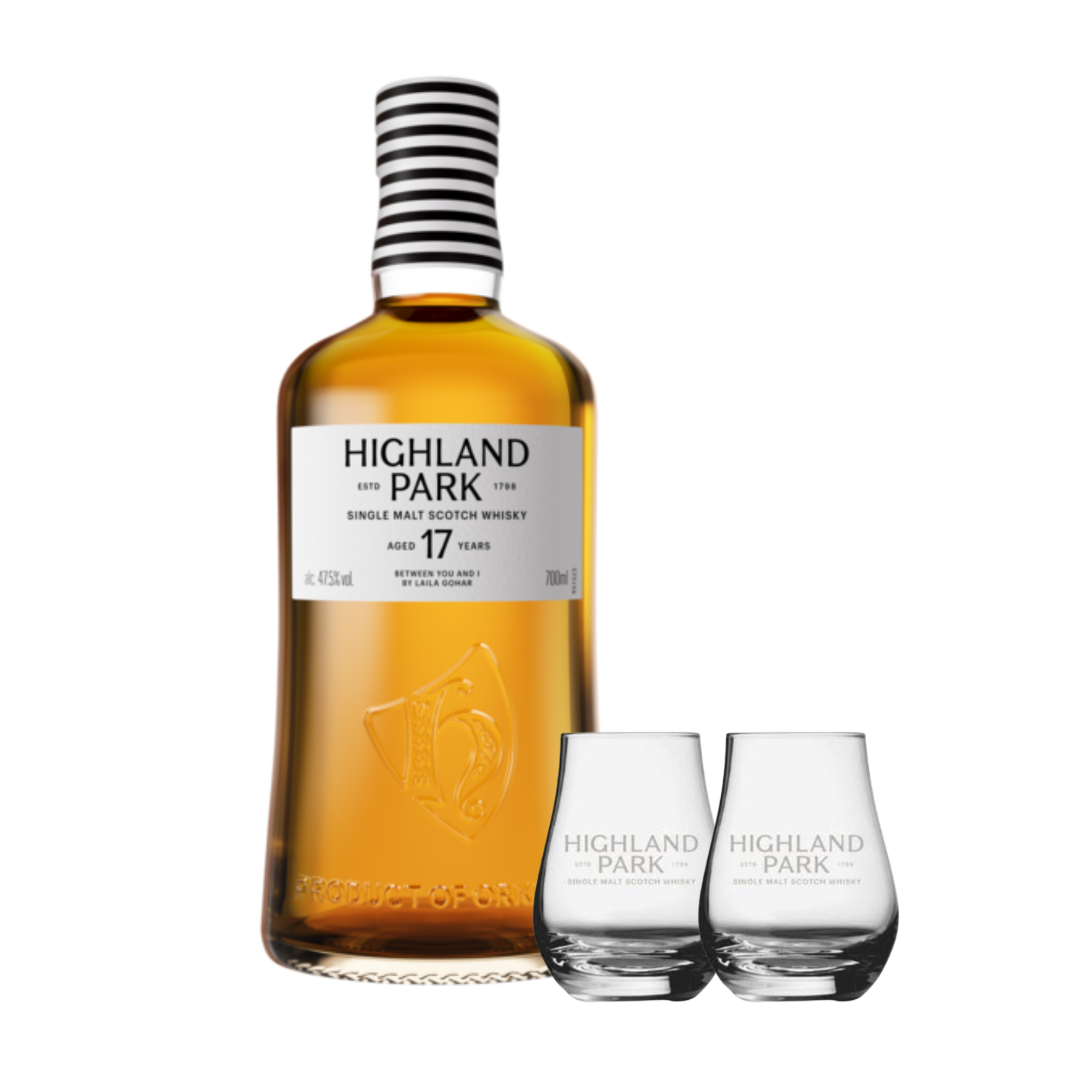 HIGHLAND PARK BETWEEN YOU AND I BY LAILA GOHAR WITH GLASSWARE