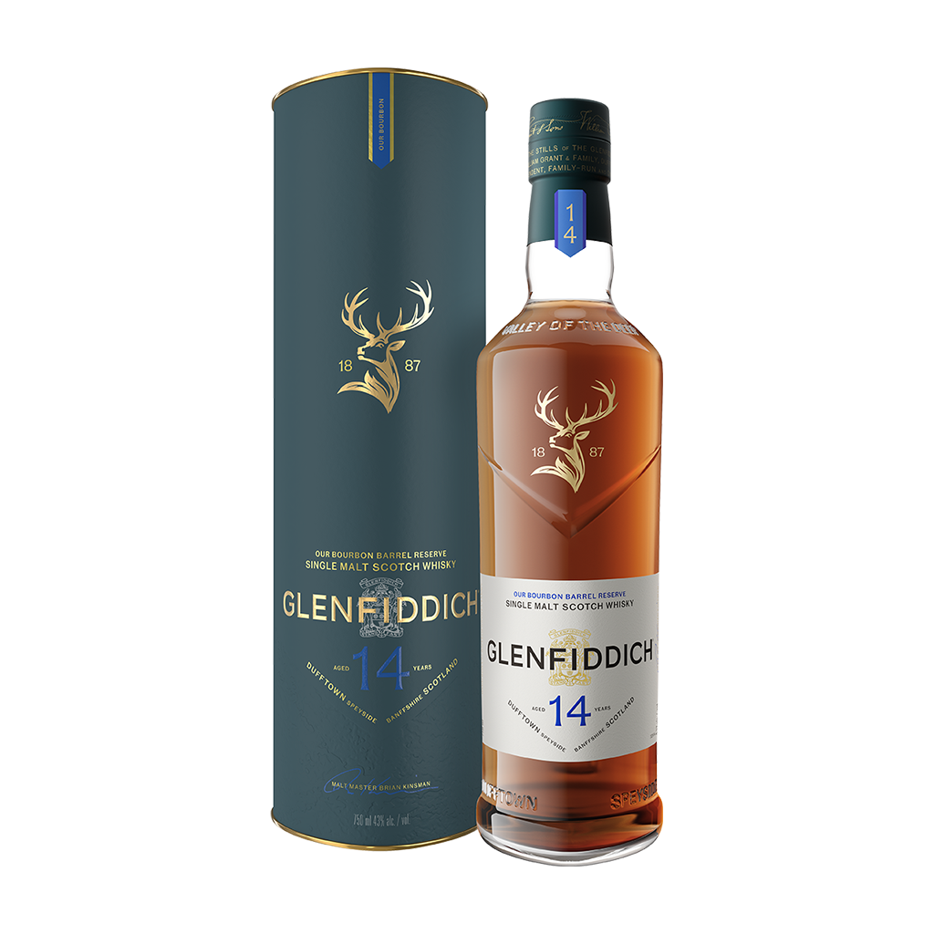 GLENFIDDICH 14 YEAR OLD BOURBON BARREL RESERVE SINGLE MALT SCOTCH WHISKY