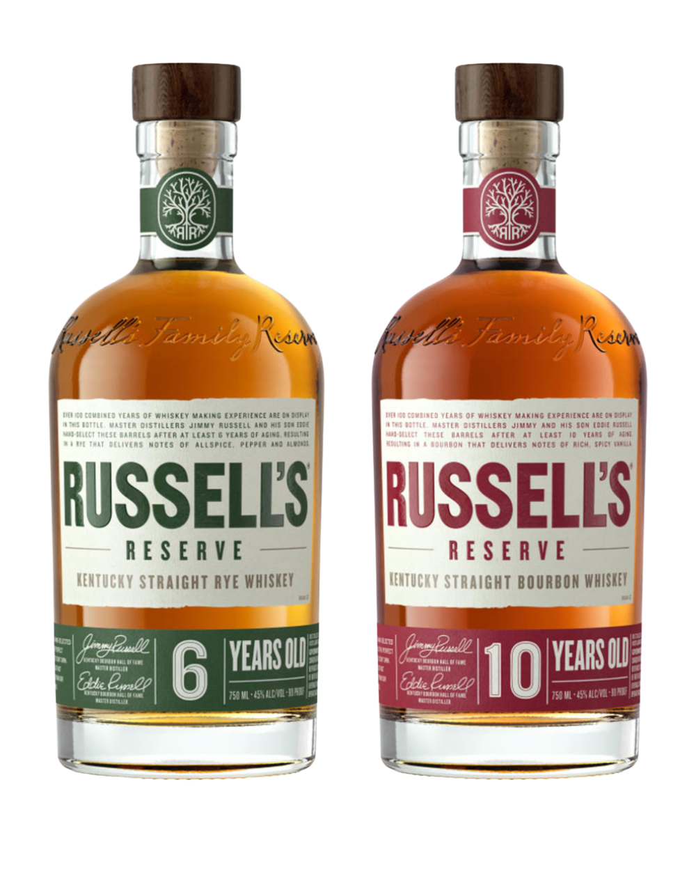 RUSSELL’S RESERVE 10 YEAR OLD BOURBON AND 6 YEAR OLD RYE WHISKEY