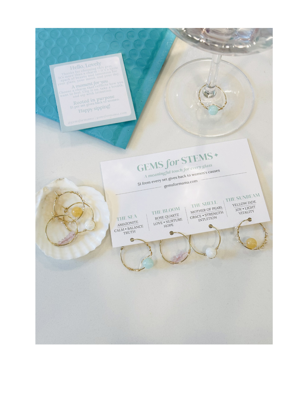SEASIDE BLOOM GLASS CHARMS - 4 PACK