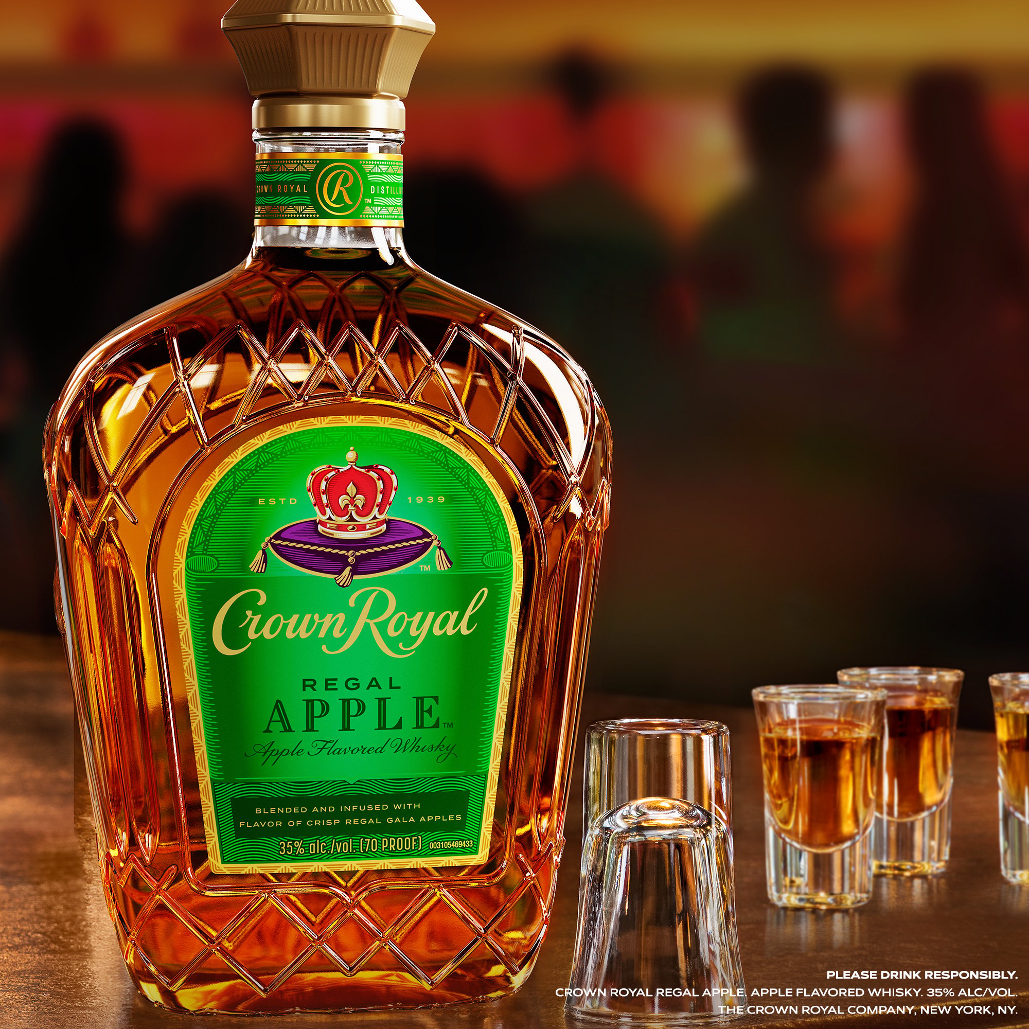 Crown Royal Regal Apple Flavored Whisky With Leather Wrapped Flask