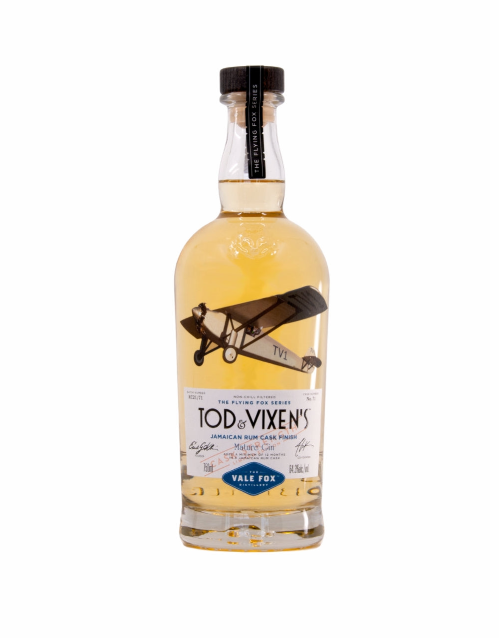 TOD & VIXEN'S THE FLYING FOX SERIES JAMAICAN RUM CASK FINISH MATURE GIN, CASK STRENGTH