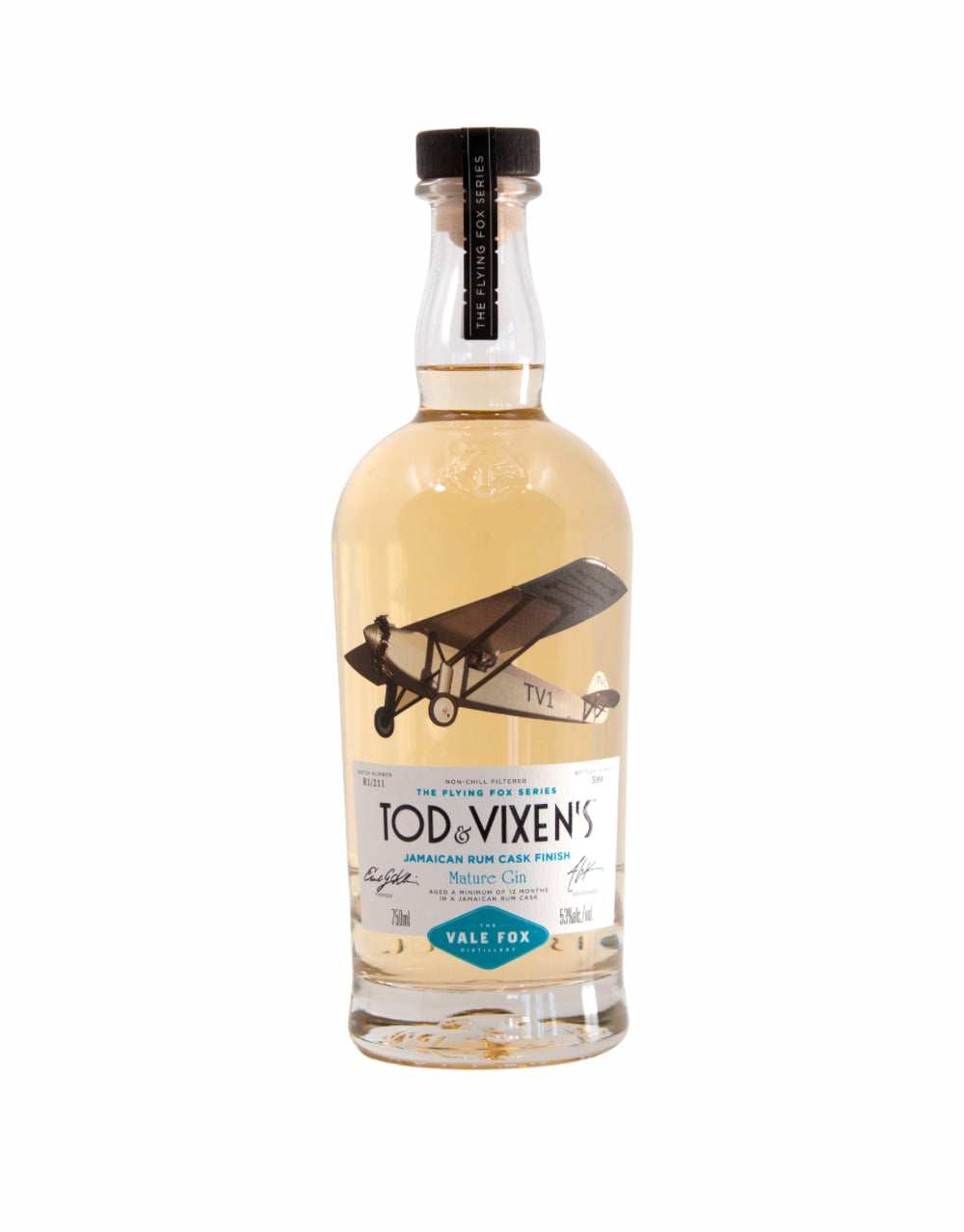 TOD & VIXEN'S THE FLYING FOX SERIES JAMAICAN RUM CASK FINISH MATURE GIN