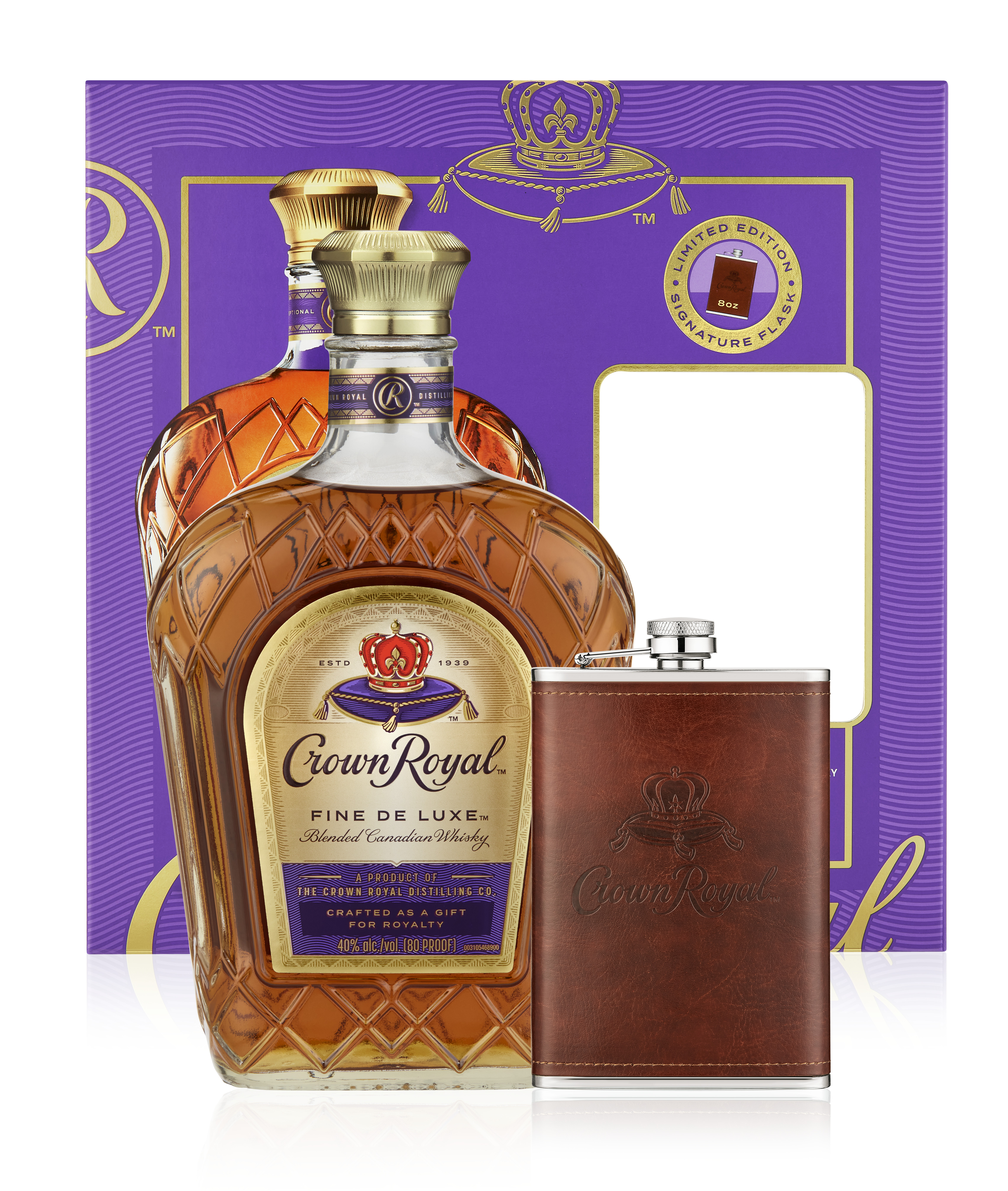 Crown Royal Fine De Luxe Blended Canadian Whisky With Faux Leather