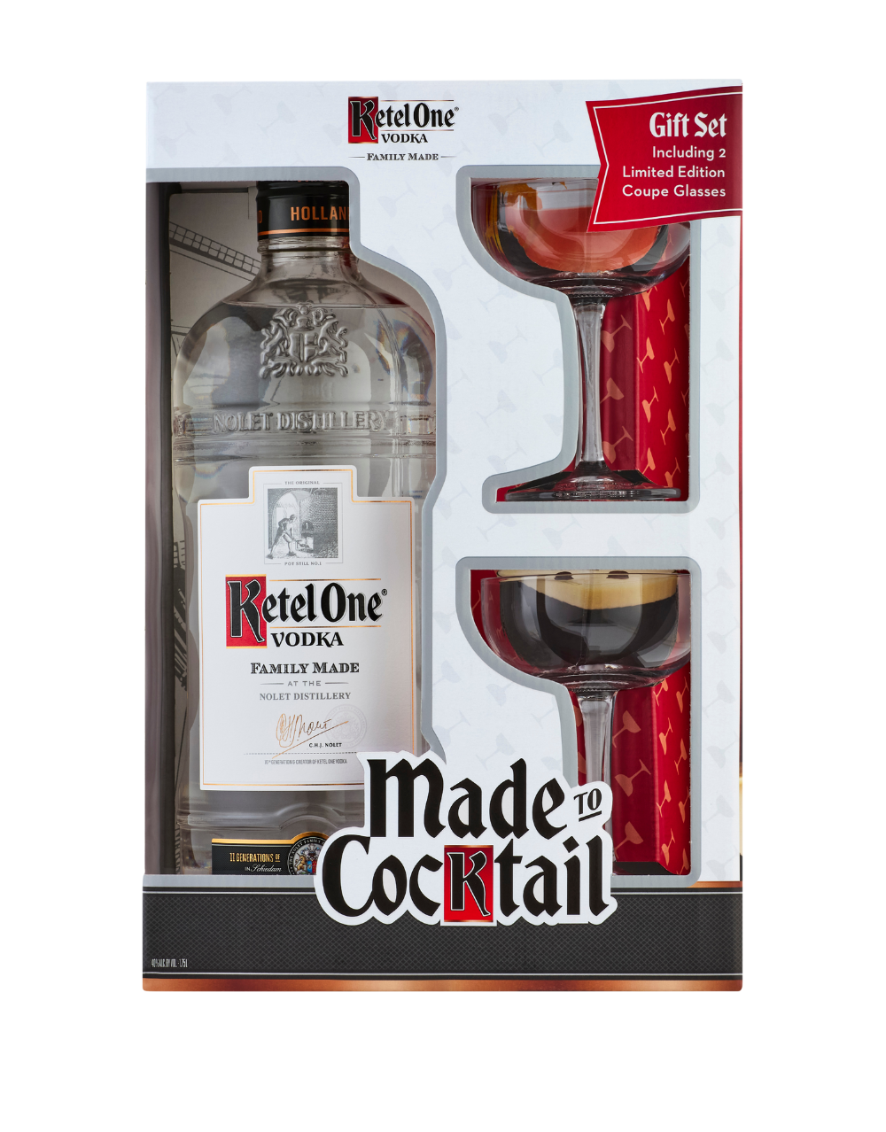 KETEL ONE VODKA WITH 2 COUPE GLASSES