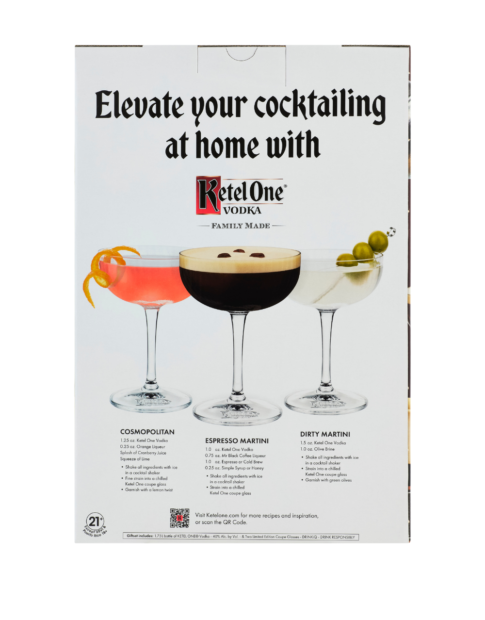 Ketel One Vodka With 2 Coupe Glasses | ReserveBar