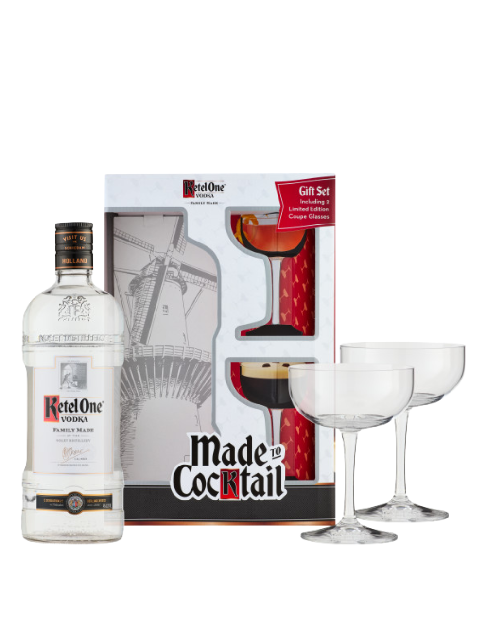 Ketel One Vodka With 2 Coupe Glasses | ReserveBar