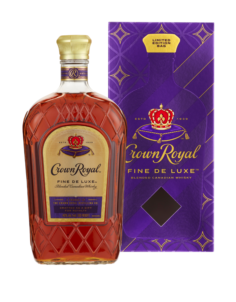 格安です♪Crown  Limited Edition 750mL Crown Royal Fine De Luxe Blended Canadian Whisky Bottle With