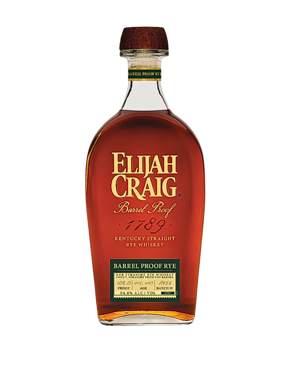 ELIJAH CRAIG 12 YEAR 3 MONTH OLD BARREL PROOF BATCH A925 RYE WHISKEY