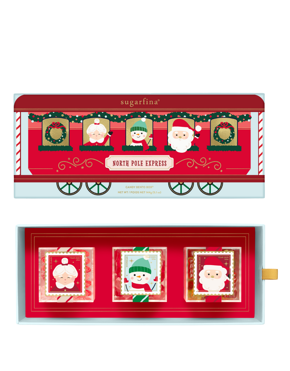 SUGARFINA SANTA & FRIENDS 3 PIECE CANDY BENTO BOX