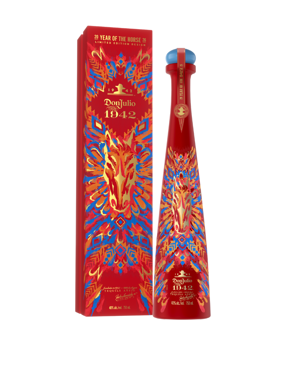 DON JULIO 1942 AÑEJO TEQUILA YEAR OF THE HORSE LUNAR NEW YEAR LIMITED EDITION DESIGN