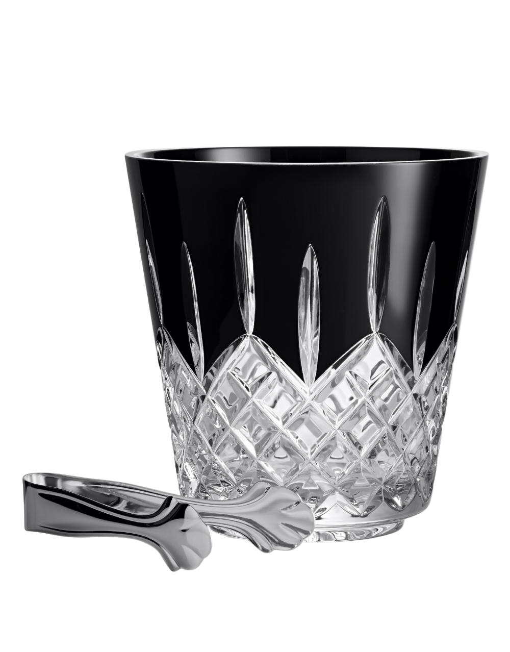 WATERFORD LISMORE BLACK ICE BUCKET & TONGS