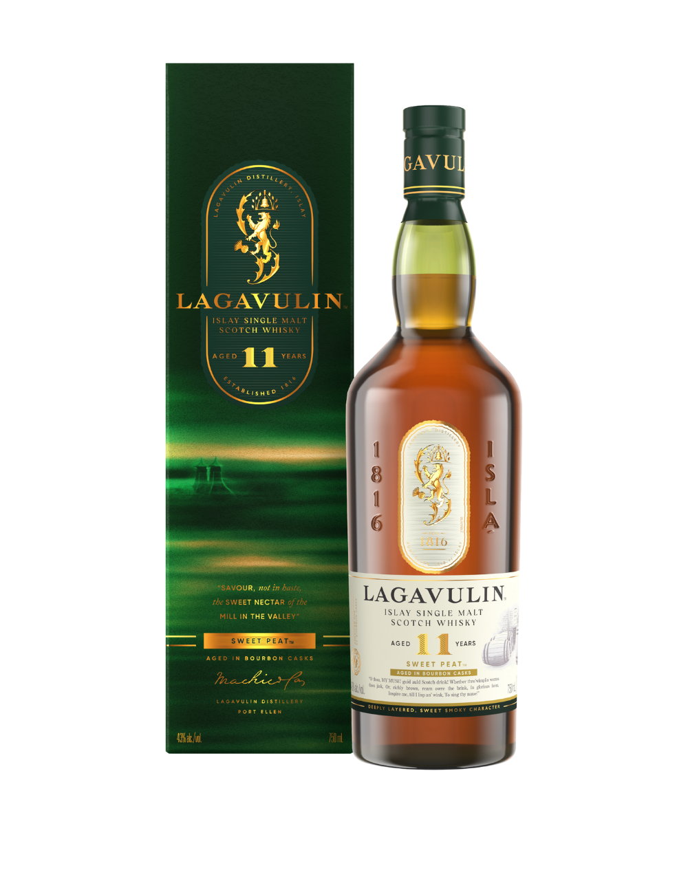 LAGAVULIN 11 YEAR OLD SWEET PEAT ISLAY SINGLE MALT SCOTCH WHISKY