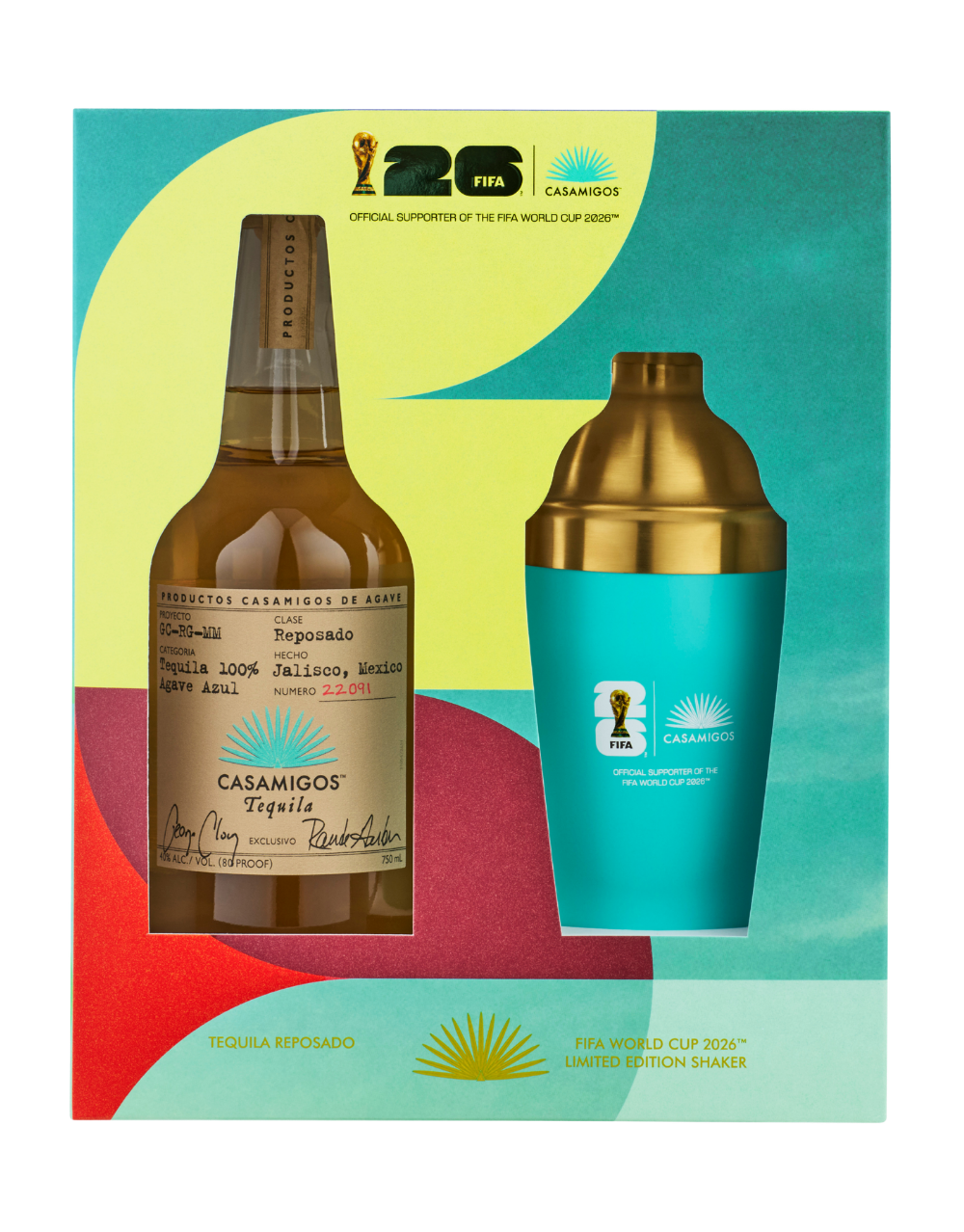 CASAMIGOS REPOSADO TEQUILA BOTTLE WITH FIFA WORLD CUP 2026™ COCKTAIL SHAKER