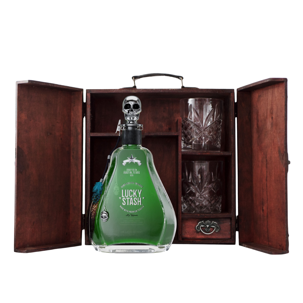 LUCKY STASH HEMP INFUSED TEQUILA WOODEN BOX EDITION