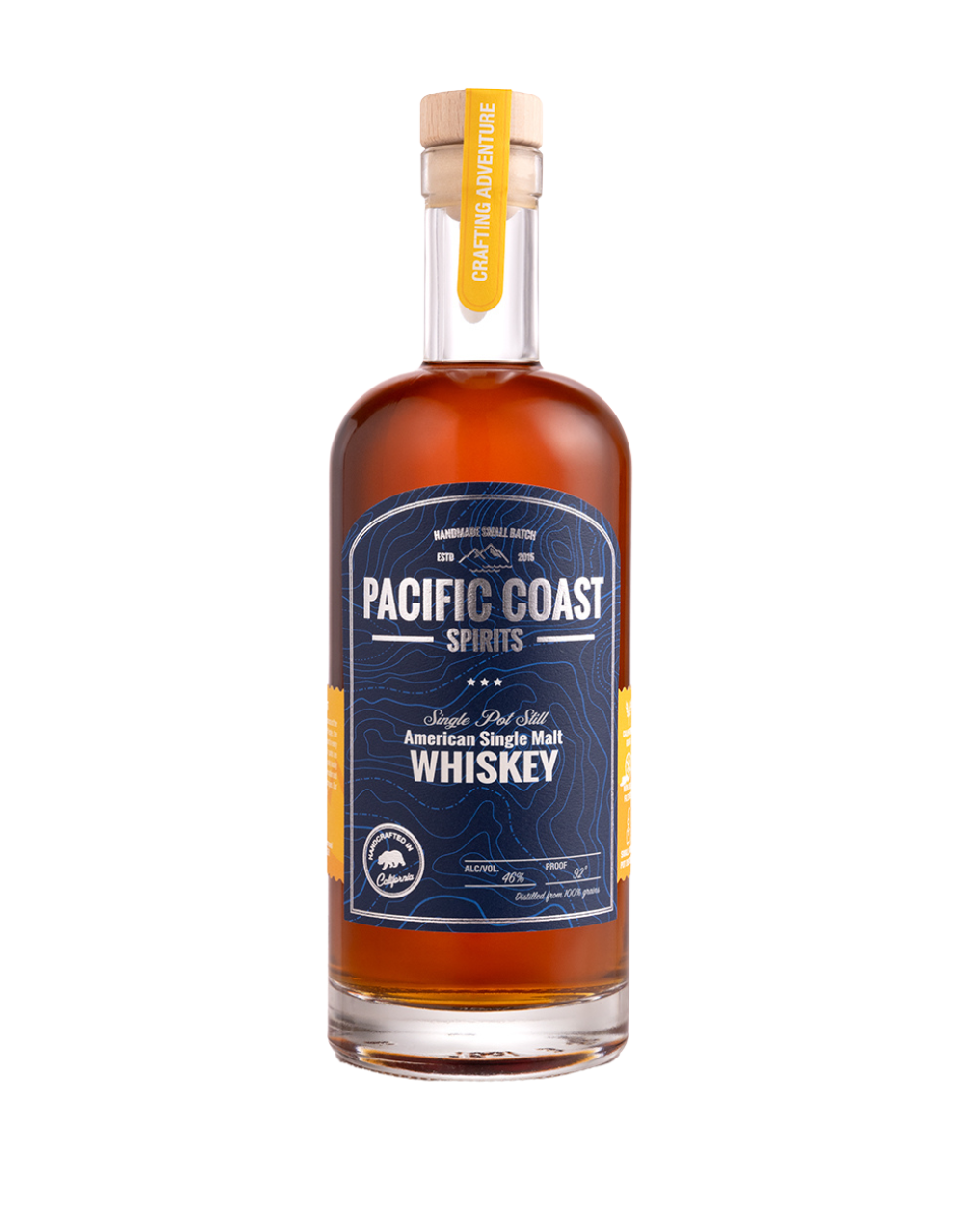 PACIFIC COAST AMERICAN SINGLE MALT WHISKEY - YELLOW LABEL