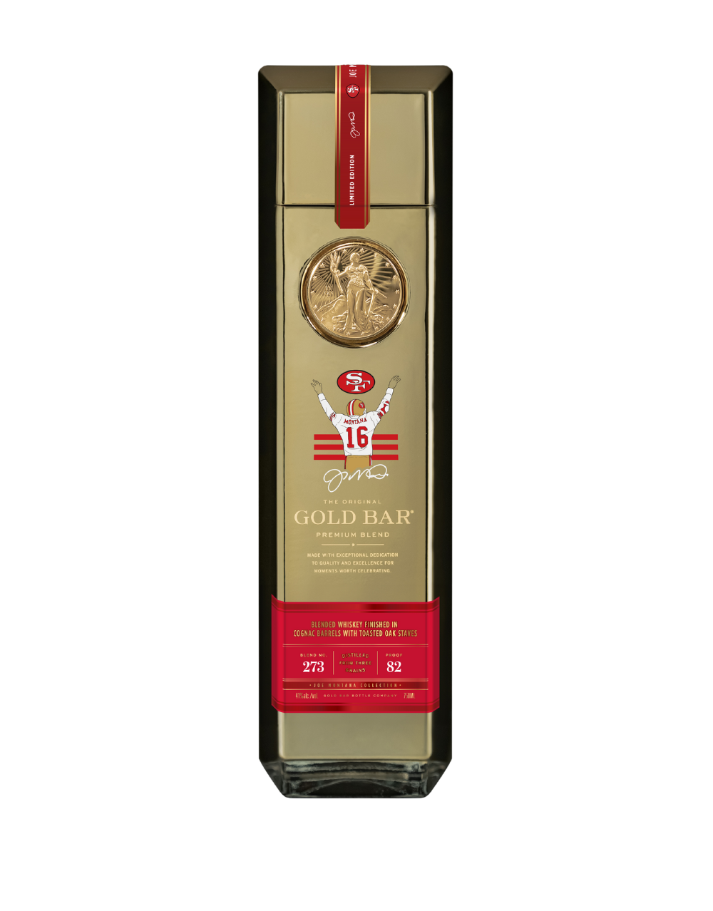 GOLD BAR BLENDED AMERICAN WHISKEY PREMIUM BLEND JOE MONTANA