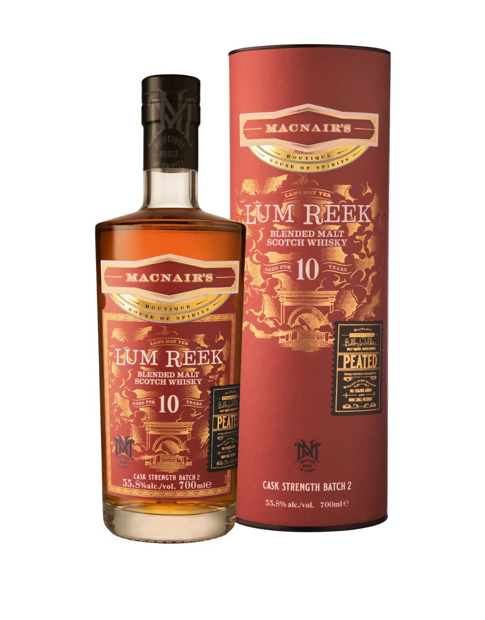 MACNAIR'S LUM REEK 10 YEAR OLD CASK STRENGTH PEATED BLENDED MALT