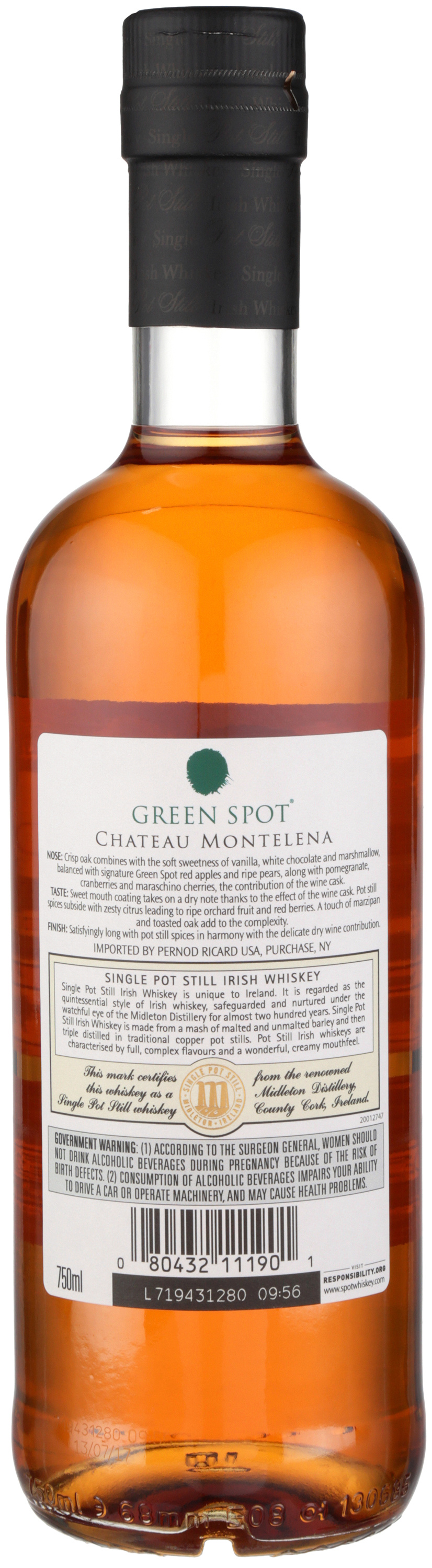 GREEN SPOT SINGLE POT STILL IRISH WHISKEY FINISHED IN ZINFANDEL CASKS CHATEAU MONTELENA