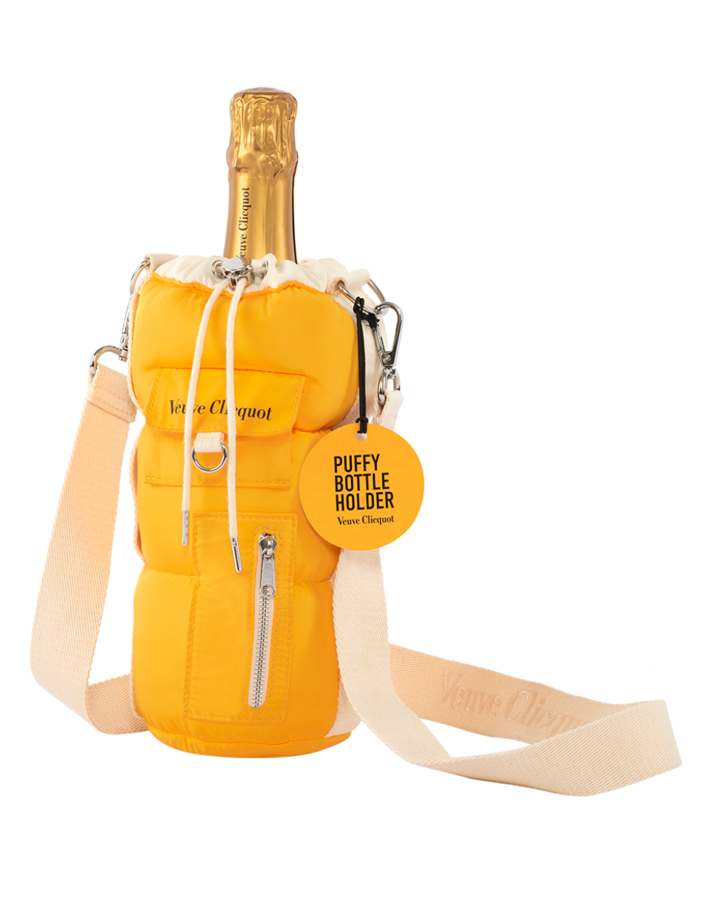 VEUVE CLICQUOT BRUT YELLOW LABEL WITH THE PUFFY BOTTLE HOLDER