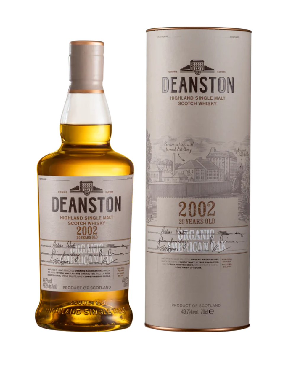 DEANSTON 2002 ORGANIC 20 YEAR OLD SCOTCH WHISKY