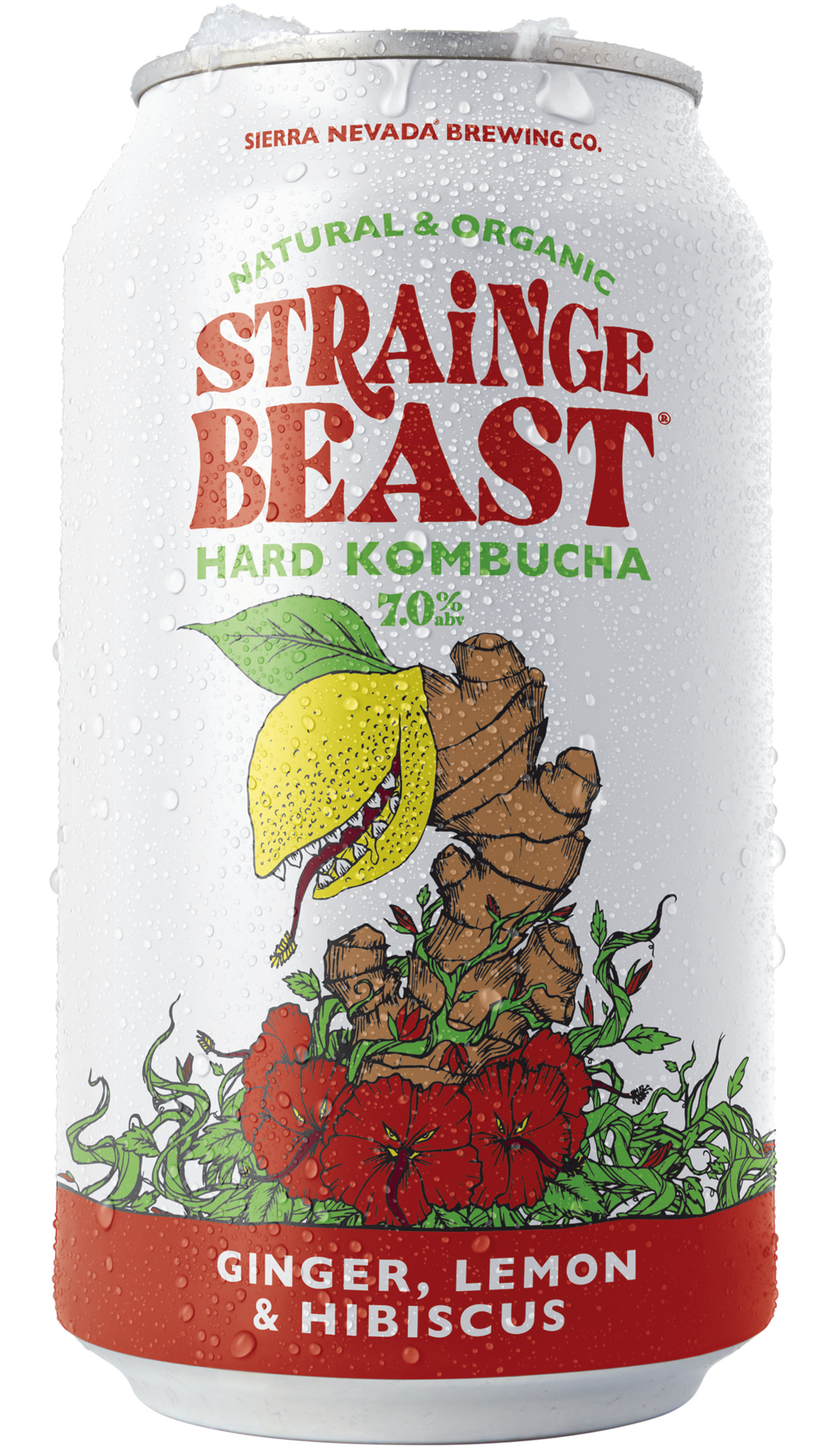STRAINGE BEAST HARD KOMBUCHA WITH GINGER LEMON AND HIBISCUS