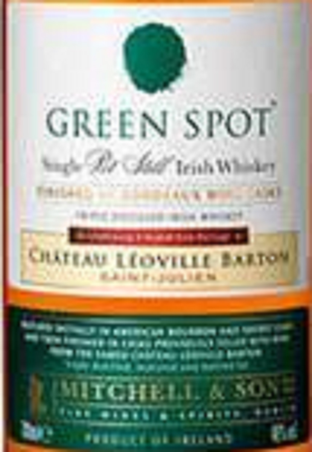 GREEN SPOT SINGLE POT STILL IRISH WHISKEY FINISHED IN BORDEAUX WINE CASKS LEOVILLE BARTON