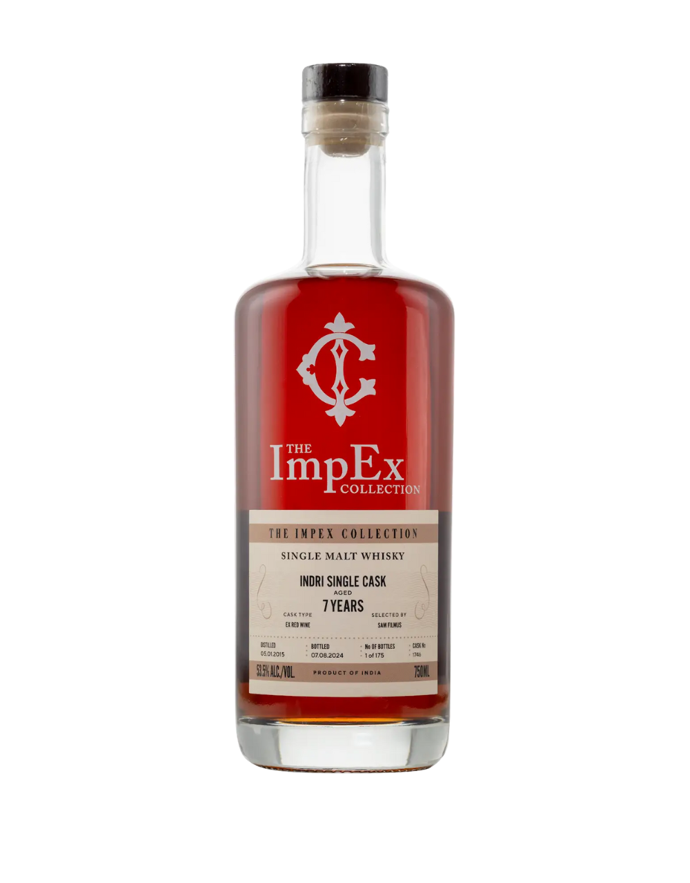 THE IMPEX COLLECTION 2015 7 YEAR OLD INDRI EX-RED WINE SINGLE CASK 1746