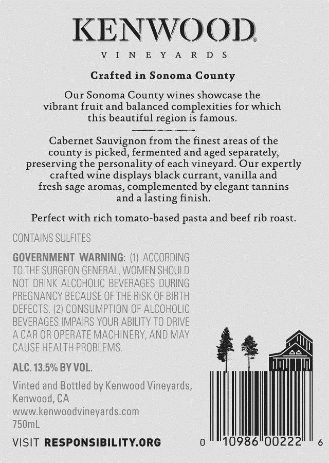 Kenwood Vineyards Sonoma Cabernet Sauvignon | ReserveBar