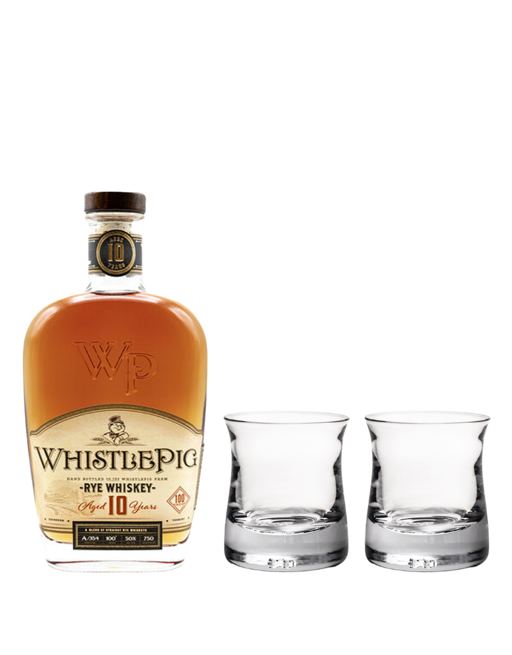 WHISTLEPIG 10 YEAR 100 PROOF RYE WHISKEY AND SIMON PEARCE SHOREHAM WHISKEY SET BUNDLE